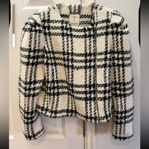Ted Baker Black and White Plaid Cropped Jacket - Picture 2 of 11